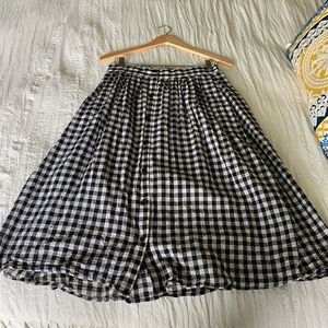 Black and white gingham midi skirt